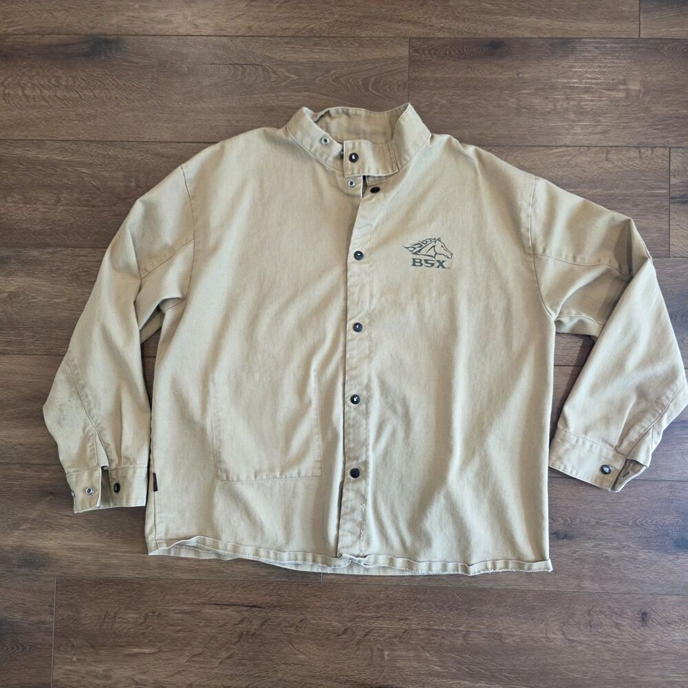 BSX FR Flame Resistant Welding Jacket Mens 2XL Tan Cotton Flaws